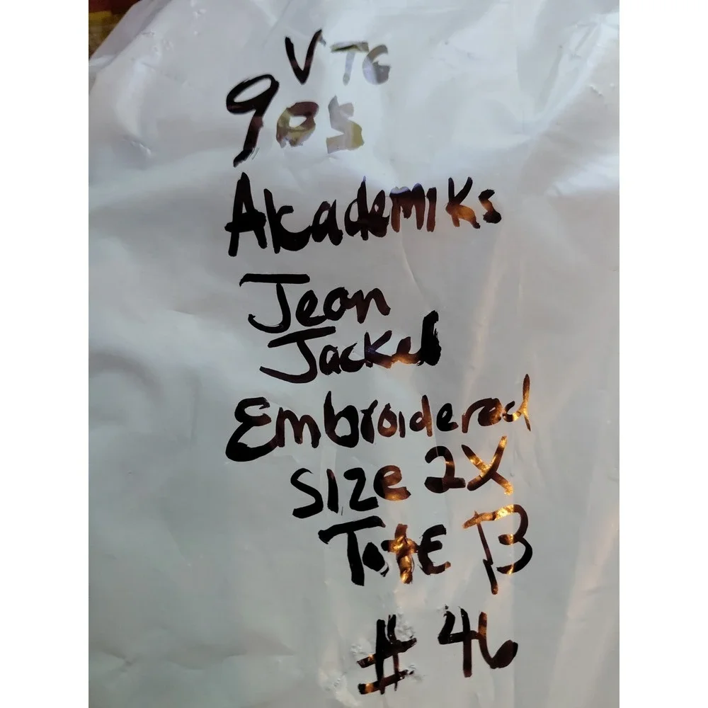 Vtg 90s AKADEMIKS MENS JEAN DENIM JACKET  Sz 2X Hip-hop‎ Rap Skater